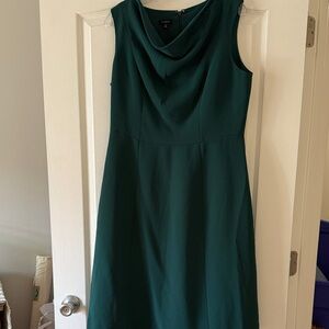 Talbots Sleeveless Emerald Green Cowl Neck Midi Dress